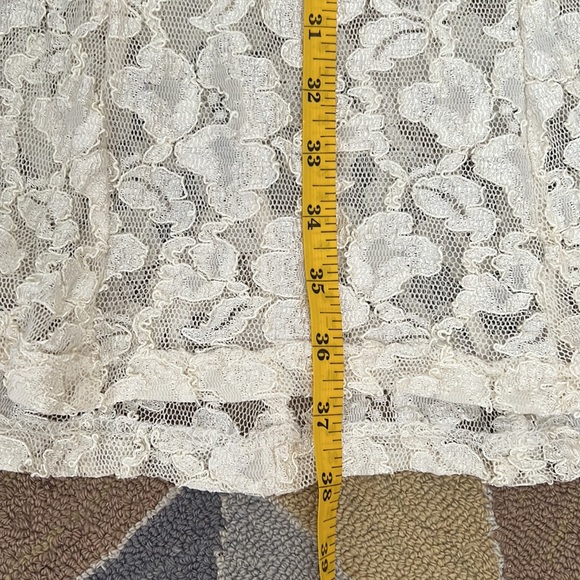 VINTAGE BETSEY JOHNSON LACE ROSETTE ROSES CRÈME MINI DRESS L XL 8 10 12 14 - Picture 5 of 5